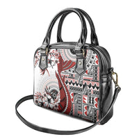 Bula Fiji Shoulder Handbag Shark Tail White Masi Tapa
