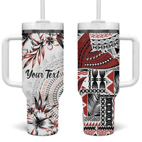 Bula Fiji Personalised Tumbler With Handle Shark Tail White Masi Tapa LT7 One Size: 40 oz White - Polynesian Pride
