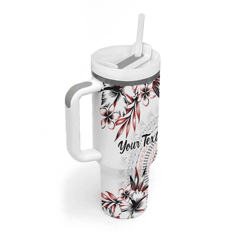 Bula Fiji Personalised Tumbler With Handle Shark Tail White Masi Tapa LT7 - Polynesian Pride