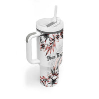 Bula Fiji Personalised Tumbler With Handle Shark Tail White Masi Tapa LT7 - Polynesian Pride