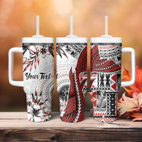 Bula Fiji Personalised Tumbler With Handle Shark Tail White Masi Tapa LT7 - Polynesian Pride