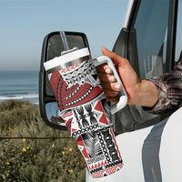 Bula Fiji Personalised Tumbler With Handle Shark Tail White Masi Tapa LT7 - Polynesian Pride