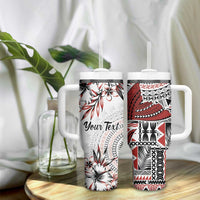Bula Fiji Personalised Tumbler With Handle Shark Tail White Masi Tapa LT7 - Polynesian Pride