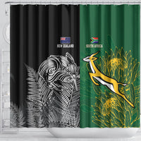 New Zealand - South Africa Greatest Rivals Rugby Shower Curtain Kiwi Vs Bokke