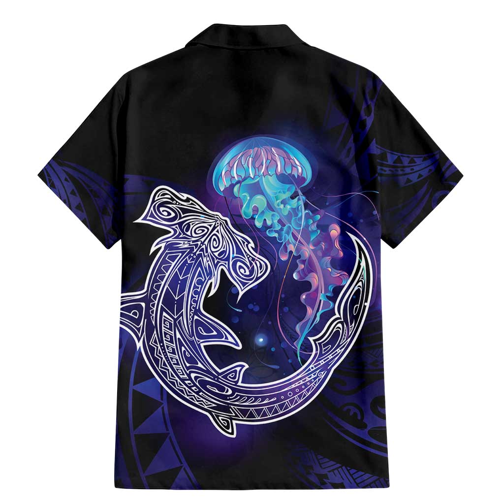 Polynesian Aumakua Family Matching Mermaid Dress and Hawaiian Shirt Jellyfish with Shark LT7 - Polynesian Pride
