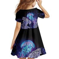 Polynesian Aumakua Family Matching Off The Shoulder Long Sleeve Dress and Hawaiian Shirt Jellyfish with Shark LT7 - Polynesian Pride