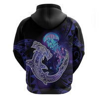 Polynesian Aumakua Hoodie Jellyfish with Shark - Polynesian Pride