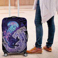 Polynesian Aumakua Luggage Cover Jellyfish with Shark LT7 Teal Purple - Polynesian Pride