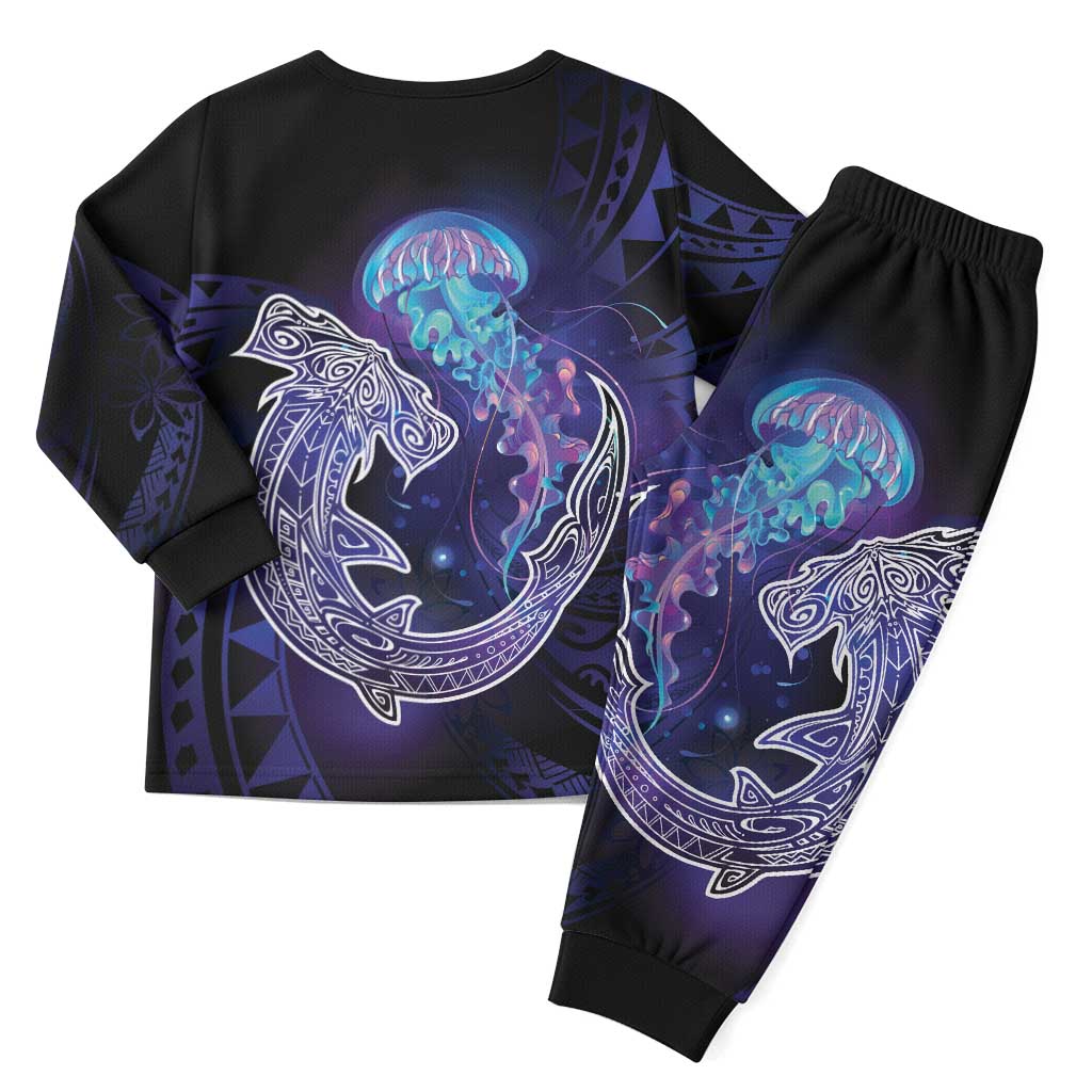 Polynesian Aumakua Christmas Pajama Set Jellyfish with Shark LT7 - Polynesian Pride