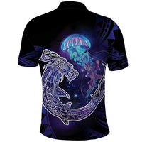 Polynesian Aumakua Polo Shirt Jellyfish with Shark LT7 - Polynesian Pride