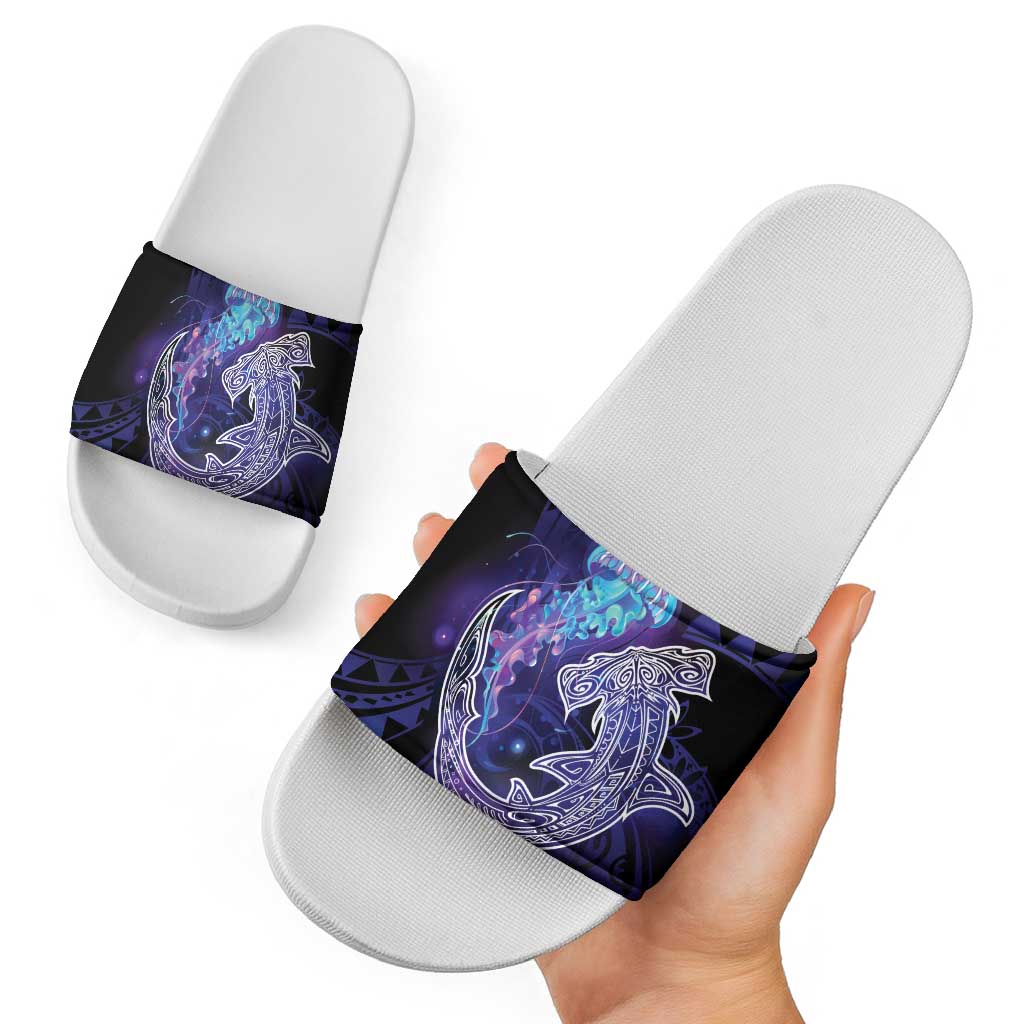 Polynesian Aumakua Slide Sandals Jellyfish with Shark - Polynesian Pride