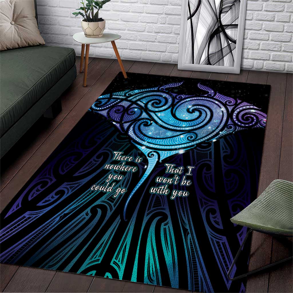 Aotearoa Maori Te Whai Rahi Area Rug Tala - Nowhere You Could Go That I Won't Be With You LT7 Teal Purple - Polynesian Pride