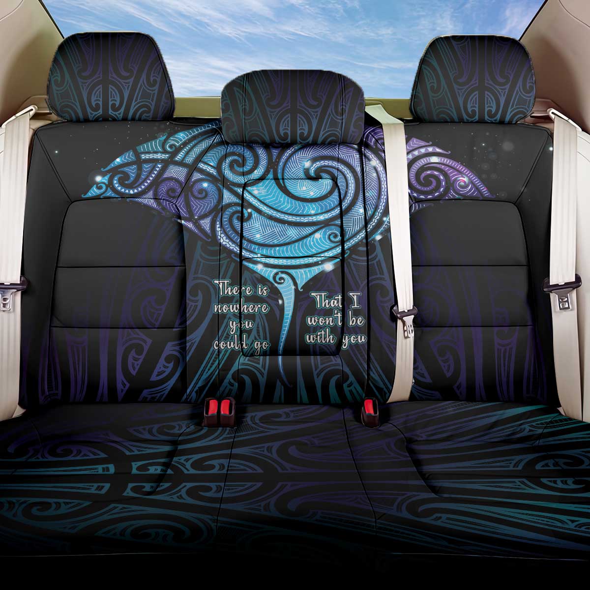 Aotearoa Maori Te Whai Rahi Back Car Seat Cover Tala - Nowhere You Could Go That I Won't Be With You LT7 One Size Teal Purple - Polynesian Pride