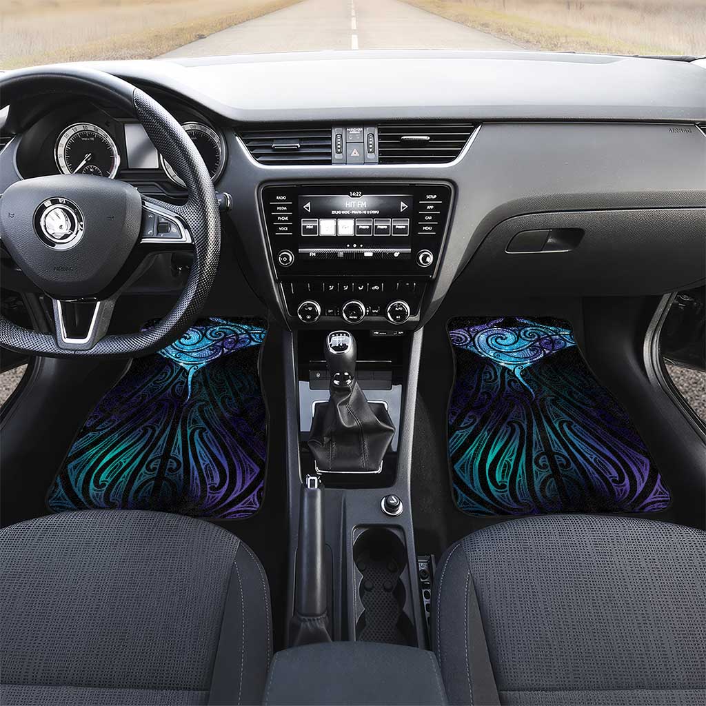 Aotearoa Maori Te Whai Rahi Car Mats Tala - Nowhere You Could Go That I Won't Be With You LT7 Set 2pcs - Front Teal Purple - Polynesian Pride