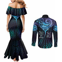 Aotearoa Maori Te Whai Rahi Couples Matching Mermaid Dress and Long Sleeve Button Shirt Tala - Nowhere You Could Go That I Won't Be With You LT7 - Polynesian Pride