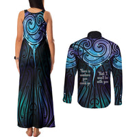 Aotearoa Maori Te Whai Rahi Couples Matching Tank Maxi Dress and Long Sleeve Button Shirt Tala - Nowhere You Could Go That I Won't Be With You LT7 - Polynesian Pride