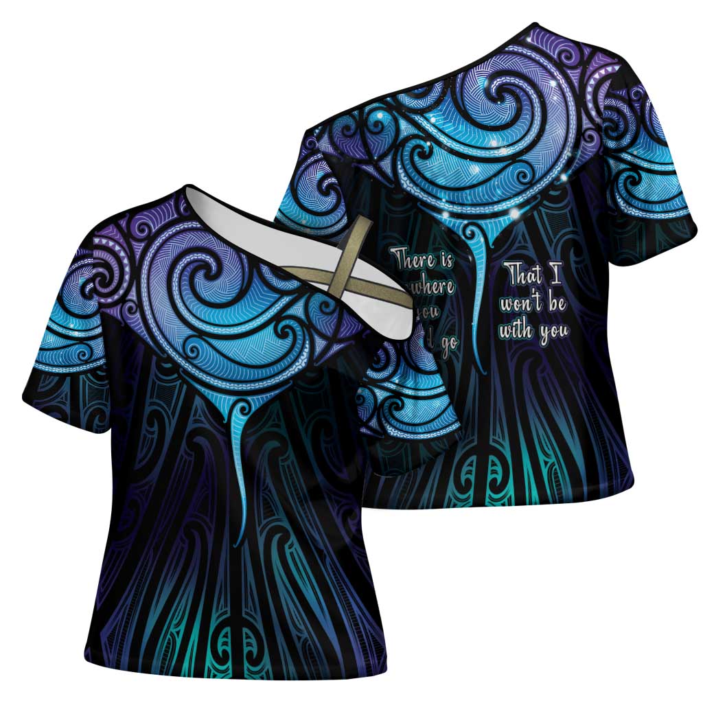 Aotearoa Maori Te Whai Rahi Cross Shoulder Shirt Tala - Nowhere You Could Go That I Won't Be With You LT7 - Polynesian Pride