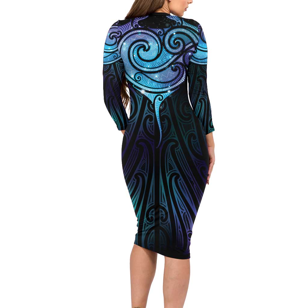 Aotearoa Maori Te Whai Rahi Family Matching Long Sleeve Bodycon Dress and Hawaiian Shirt Tala - Nowhere You Could Go That I Won't Be With You LT7 - Polynesian Pride