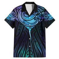Aotearoa Maori Te Whai Rahi Family Matching Mermaid Dress and Hawaiian Shirt Tala - Nowhere You Could Go That I Won't Be With You LT7 Dad's Shirt - Short Sleeve Teal Purple - Polynesian Pride