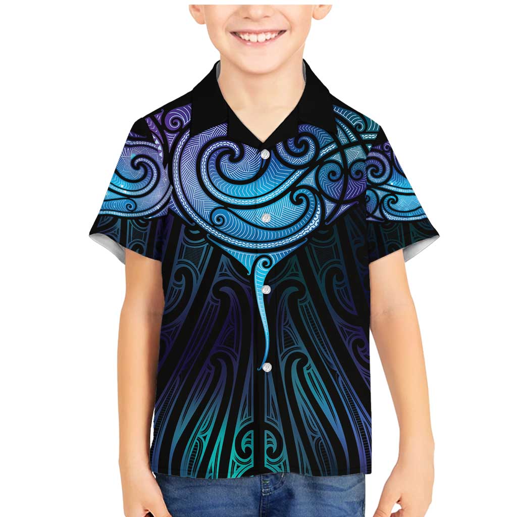 Aotearoa Maori Te Whai Rahi Family Matching Mermaid Dress and Hawaiian Shirt Tala - Nowhere You Could Go That I Won't Be With You LT7 Son's Shirt Teal Purple - Polynesian Pride