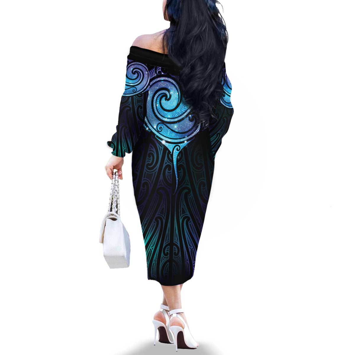 Aotearoa Maori Te Whai Rahi Family Matching Off The Shoulder Long Sleeve Dress and Hawaiian Shirt Tala - Nowhere You Could Go That I Won't Be With You LT7 - Polynesian Pride