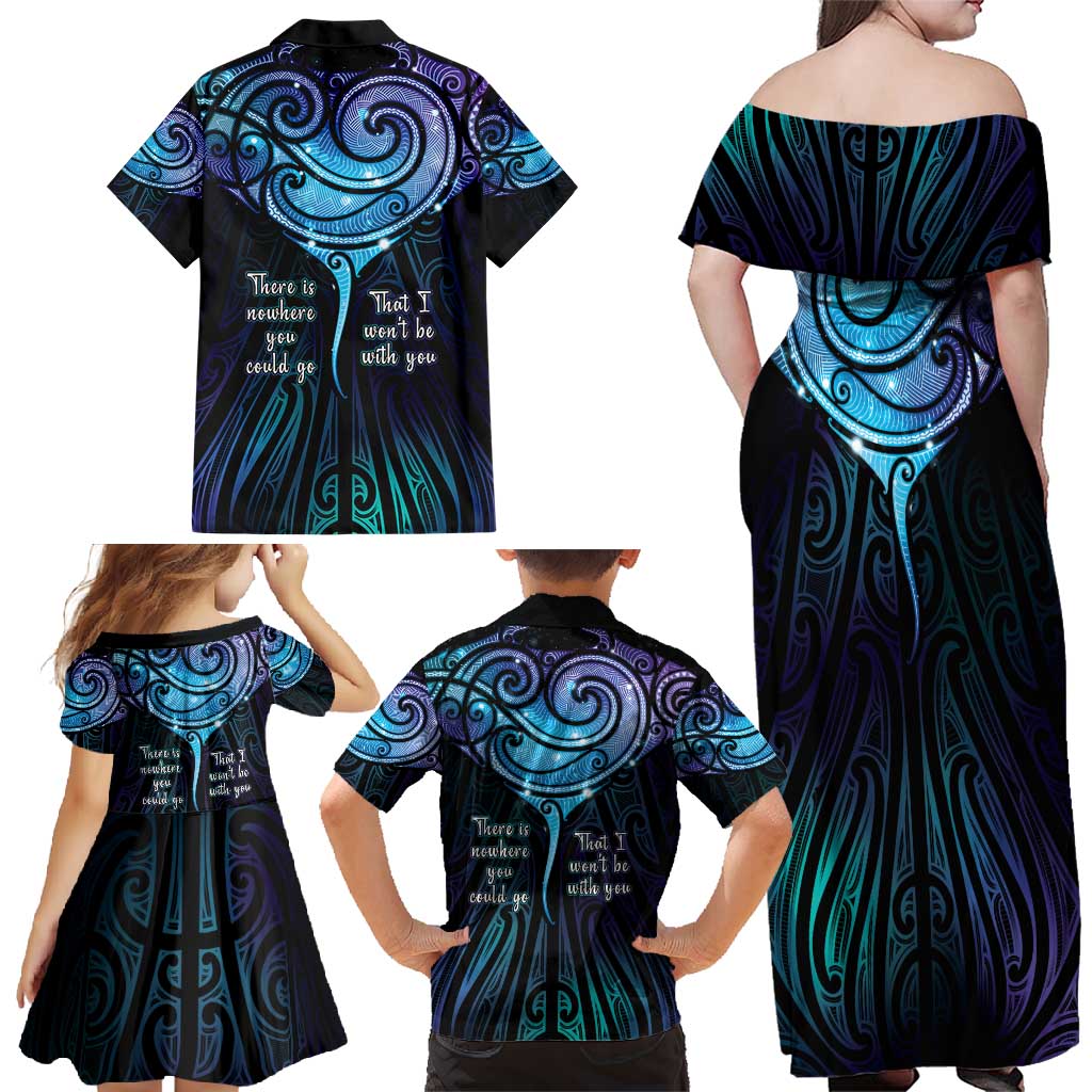 Aotearoa Maori Te Whai Rahi Family Matching Off Shoulder Maxi Dress and Hawaiian Shirt Tala - Nowhere You Could Go That I Won't Be With You LT7 - Polynesian Pride