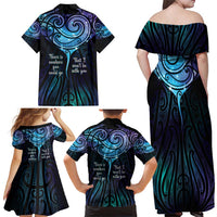 Aotearoa Maori Te Whai Rahi Family Matching Off Shoulder Maxi Dress and Hawaiian Shirt Tala - Nowhere You Could Go That I Won't Be With You LT7 - Polynesian Pride