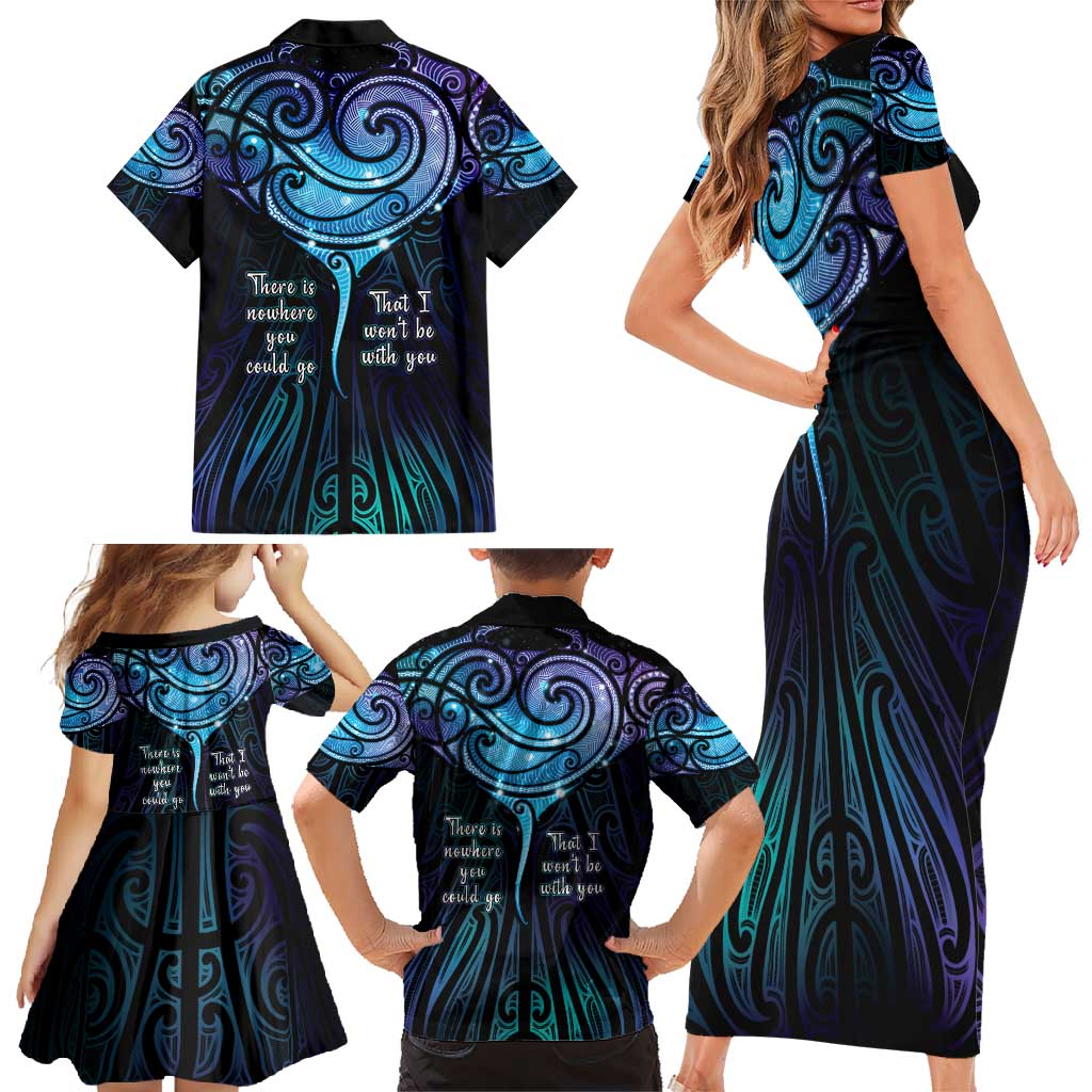 Aotearoa Maori Te Whai Rahi Family Matching Short Sleeve Bodycon Dress and Hawaiian Shirt Tala - Nowhere You Could Go That I Won't Be With You LT7 - Polynesian Pride