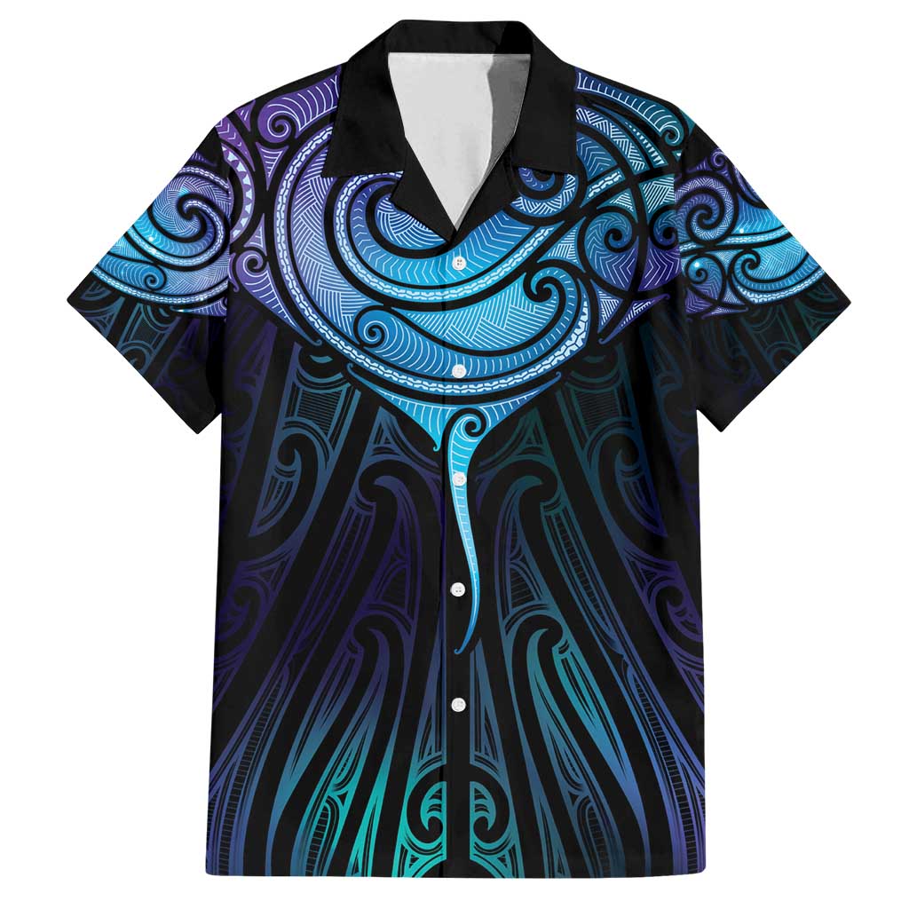 Aotearoa Maori Te Whai Rahi Family Matching Tank Maxi Dress and Hawaiian Shirt Tala - Nowhere You Could Go That I Won't Be With You LT7 Dad's Shirt - Short Sleeve Teal Purple - Polynesian Pride