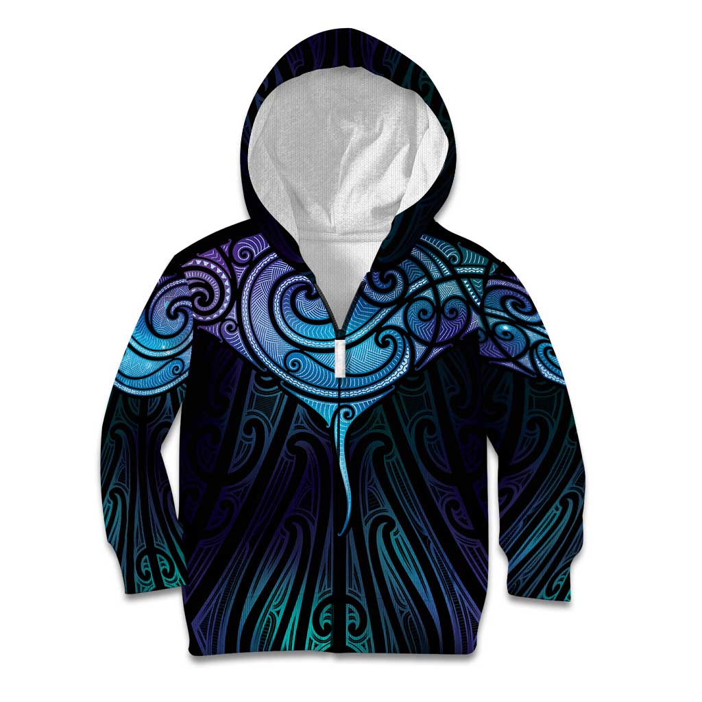 Aotearoa Maori Te Whai Rahi Kid Hoodie Tala - Nowhere You Could Go That I Won't Be With You LT7 Zip Hoodie Teal Purple - Polynesian Pride