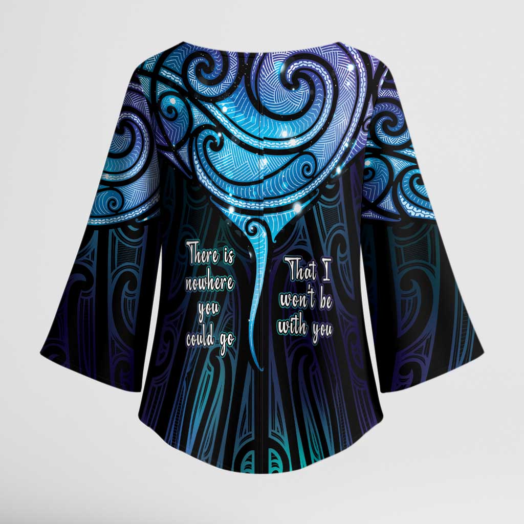 Aotearoa Maori Te Whai Rahi Kimono Sleeve Blouse Tala - Nowhere You Could Go That I Won't Be With You LT7 - Polynesian Pride