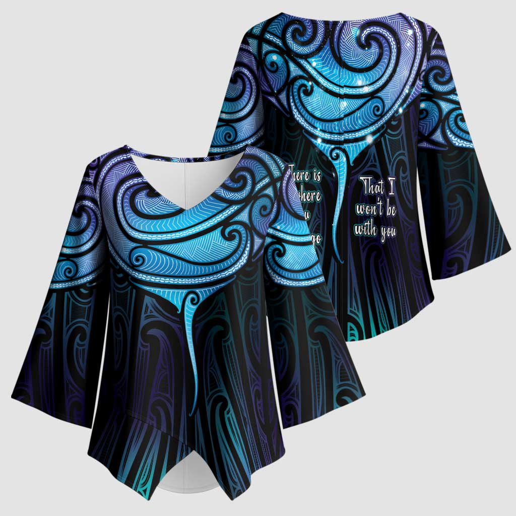 Aotearoa Maori Te Whai Rahi Kimono Sleeve Blouse Tala - Nowhere You Could Go That I Won't Be With You LT7 - Polynesian Pride