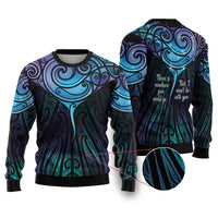 Aotearoa Maori Te Whai Rahi Ugly Christmas Sweater Tala - Nowhere You Could Go That I Won't Be With You LT7 Teal Purple - Polynesian Pride