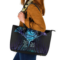 Aotearoa Maori Te Whai Rahi Leather Tote Bag Tala - Nowhere You Could Go That I Won't Be With You LT7 Teal Purple - Polynesian Pride