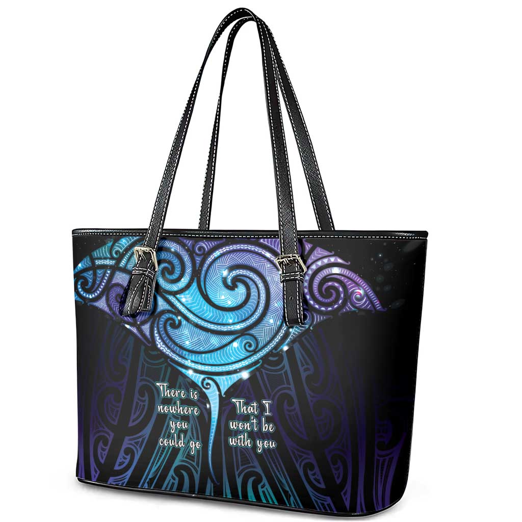 Aotearoa Maori Te Whai Rahi Leather Tote Bag Tala - Nowhere You Could Go That I Won't Be With You LT7 - Polynesian Pride