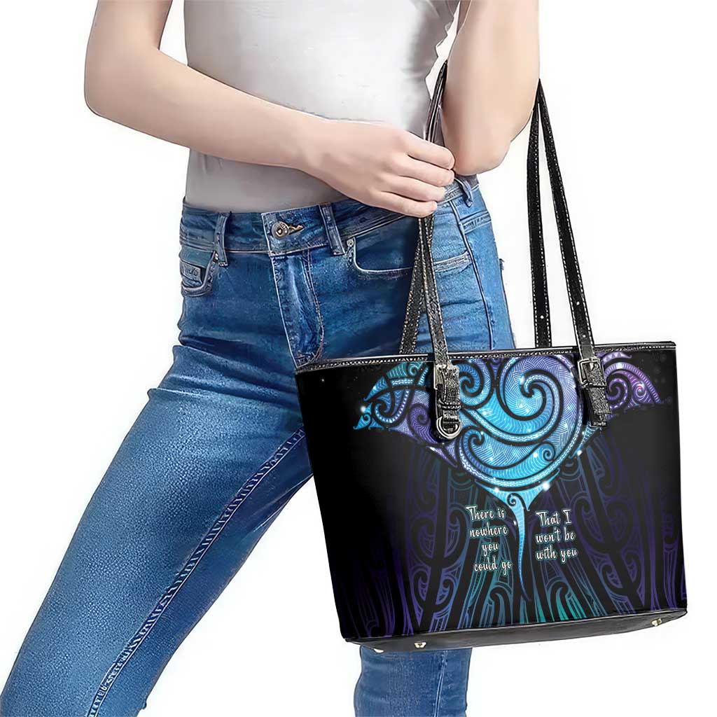 Aotearoa Maori Te Whai Rahi Leather Tote Bag Tala - Nowhere You Could Go That I Won't Be With You LT7 - Polynesian Pride