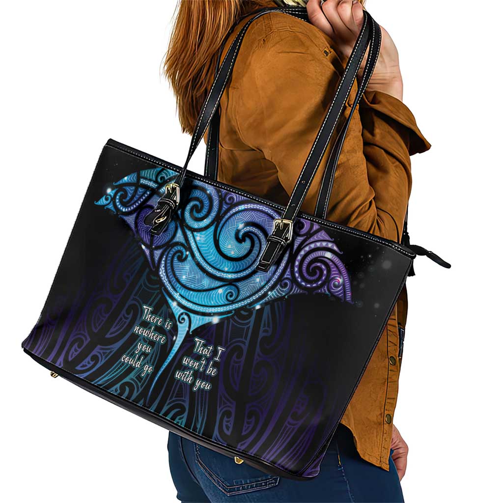 Aotearoa Maori Te Whai Rahi Leather Tote Bag Tala - Nowhere You Could Go That I Won't Be With You LT7 - Polynesian Pride