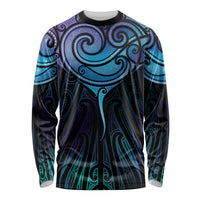 Aotearoa Maori Te Whai Rahi Long Sleeve Shirt Tala - Nowhere You Could Go That I Won't Be With You LT7 Unisex Teal Purple - Polynesian Pride