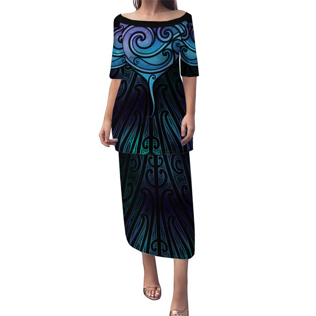 Aotearoa Maori Te Whai Rahi Puletasi Tala - Nowhere You Could Go That I Won't Be With You LT7 Long Dress Teal Purple - Polynesian Pride