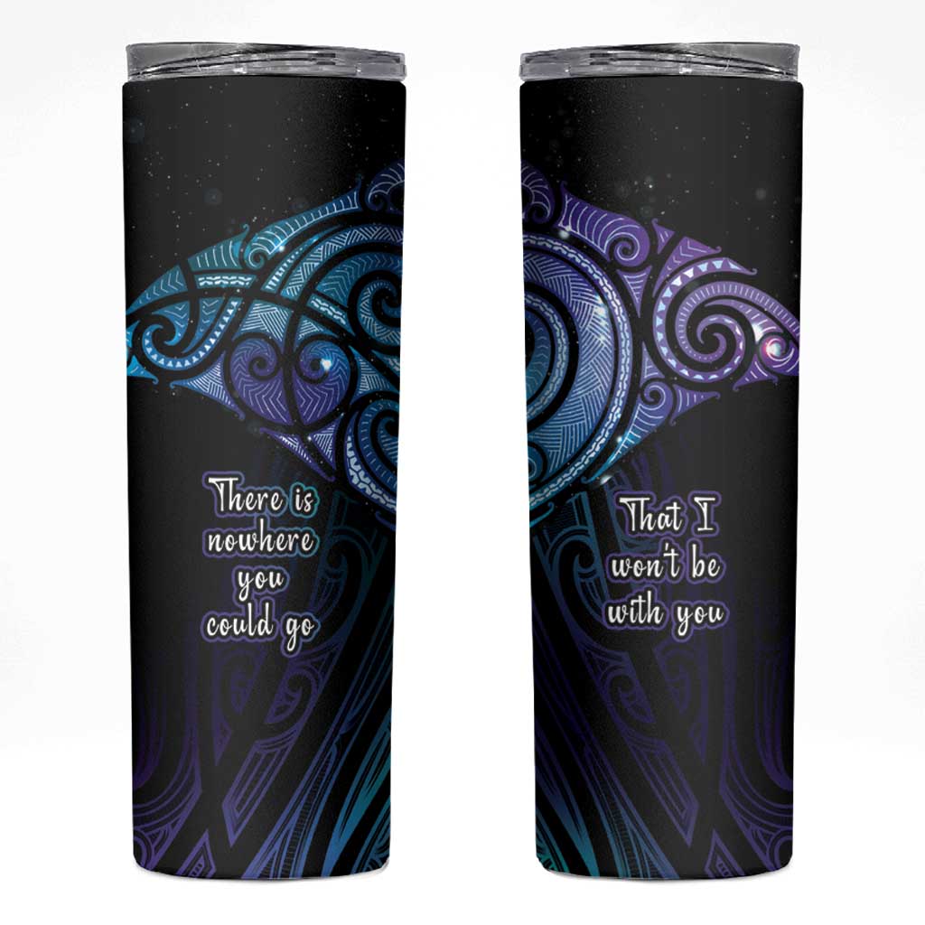 Aotearoa Maori Te Whai Rahi Skinny Tumbler Tala - Nowhere You Could Go That I Won't Be With You LT7 Teal Purple - Polynesian Pride
