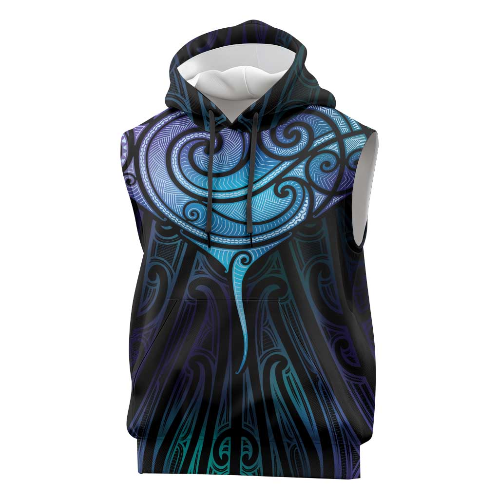 Aotearoa Maori Te Whai Rahi Sleeveless Hoodie Tala - Nowhere You Could Go That I Won't Be With You LT7 Teal Purple - Polynesian Pride