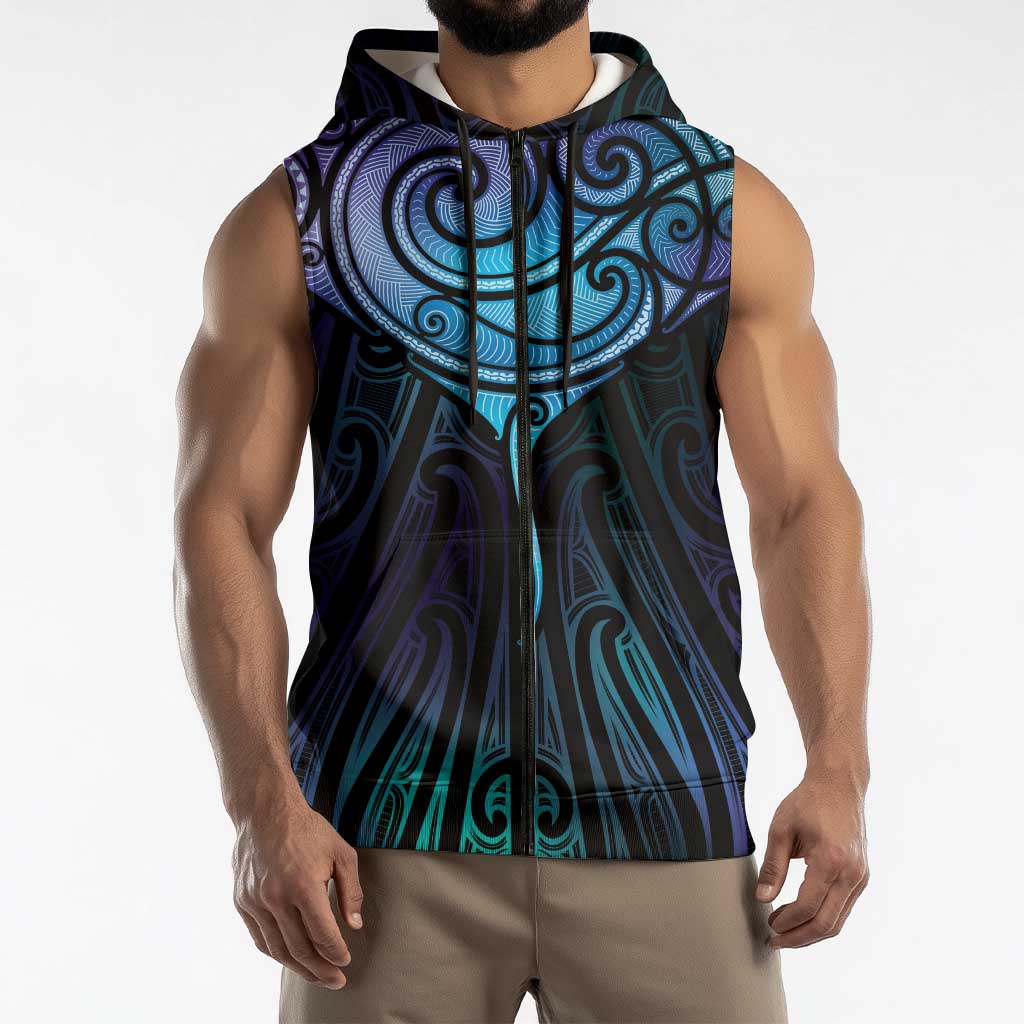 Aotearoa Maori Te Whai Rahi Sleeveless Zip Hoodie Tala - Nowhere You Could Go That I Won't Be With You LT7 - Polynesian Pride