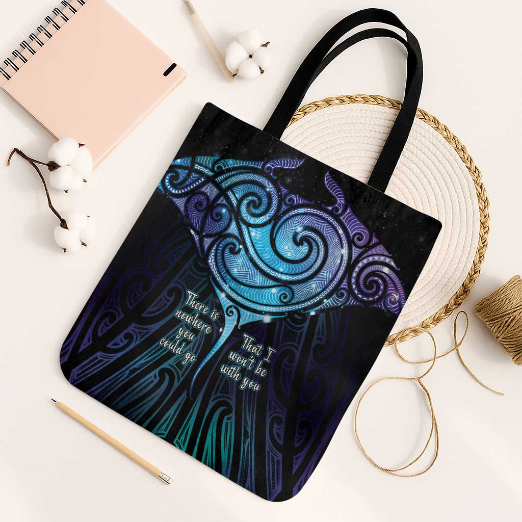 Aotearoa Maori Te Whai Rahi Tote Bag Tala - Nowhere You Could Go That I Won't Be With You LT7 Black Strap One Size Teal Purple - Polynesian Pride