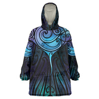 Aotearoa Maori Te Whai Rahi Wearable Blanket Hoodie Tala - Nowhere You Could Go That I Won't Be With You LT7 One Size Teal Purple - Polynesian Pride