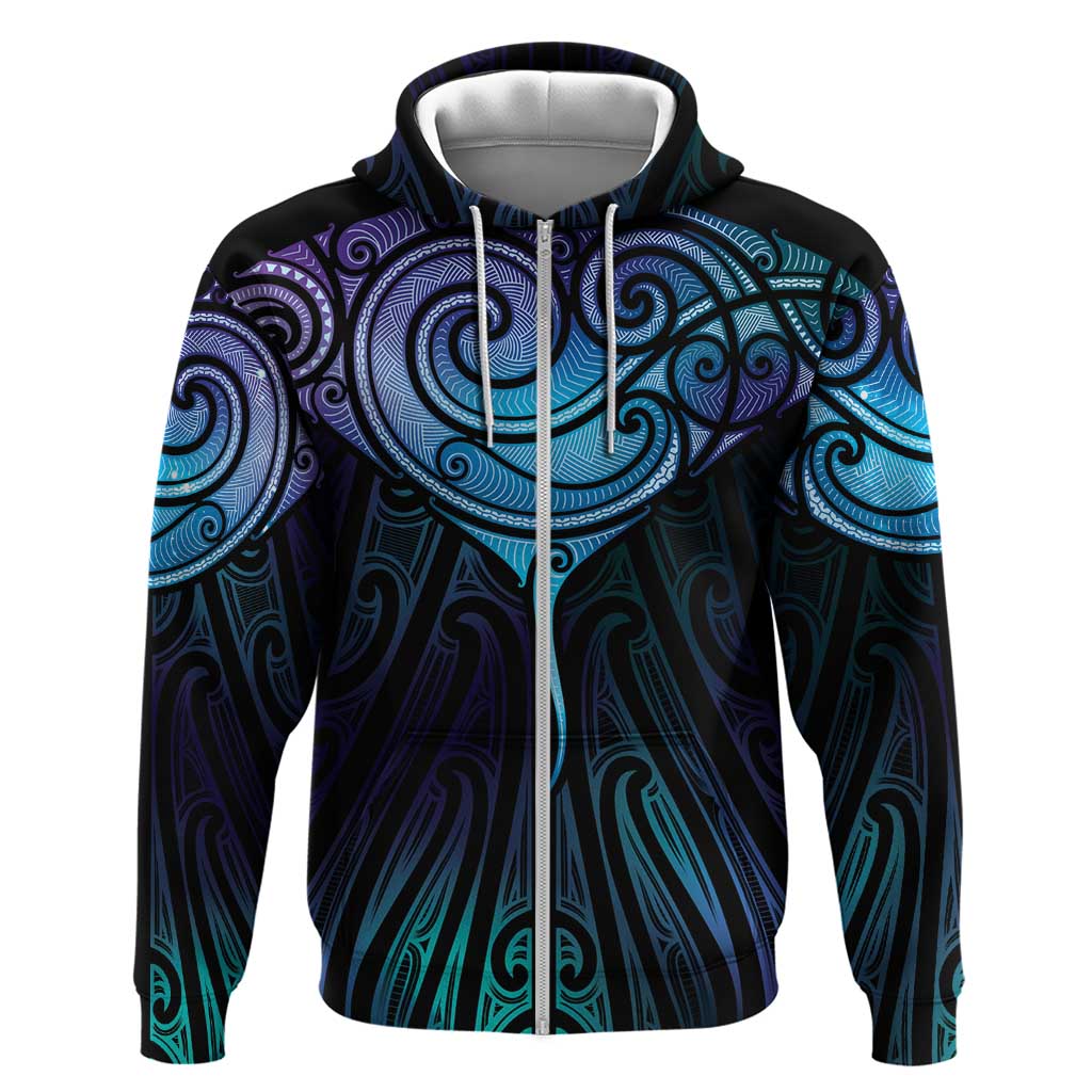 Aotearoa Maori Te Whai Rahi Zip Hoodie Tala - Nowhere You Could Go That I Won't Be With You LT7 Zip Hoodie Teal Purple - Polynesian Pride