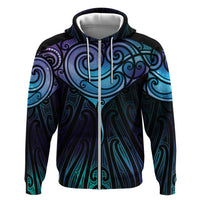 Aotearoa Maori Te Whai Rahi Zip Hoodie Tala - Nowhere You Could Go That I Won't Be With You LT7 Zip Hoodie Teal Purple - Polynesian Pride