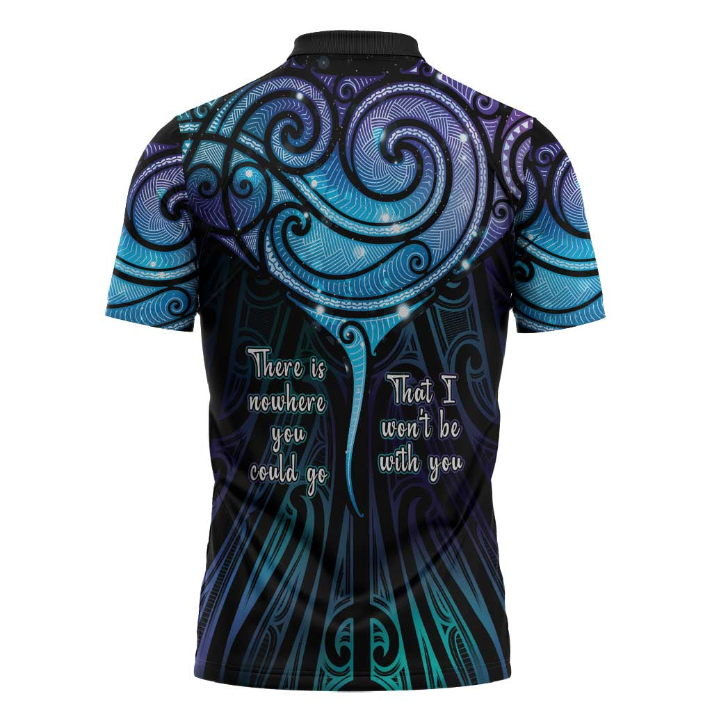 Aotearoa Maori Te Whai Rahi Zipper Polo Shirt Tala - Nowhere You Could Go That I Won't Be With You LT7 - Polynesian Pride