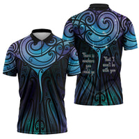 Aotearoa Maori Te Whai Rahi Zipper Polo Shirt Tala - Nowhere You Could Go That I Won't Be With You LT7 - Polynesian Pride