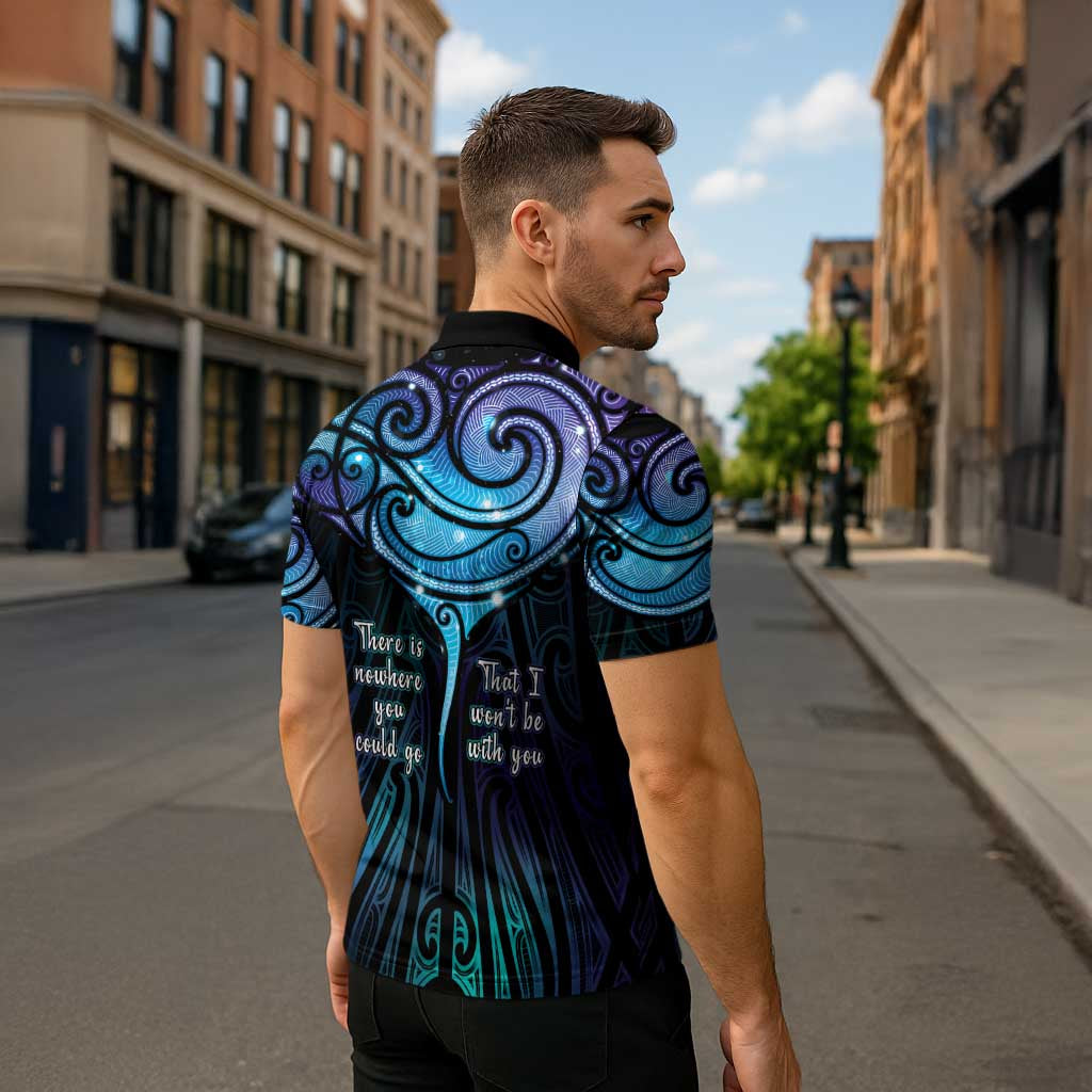 Aotearoa Maori Te Whai Rahi Zipper Polo Shirt Tala - Nowhere You Could Go That I Won't Be With You LT7 - Polynesian Pride