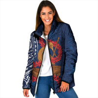 Talofa Samoa Tanoa Fue Mix Ulafala Padded Jacket LT7 Women Navy Blue - Polynesian Pride